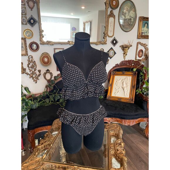 Y2k vintage Victoria’s secret Polkda Dot 2 Peice Lingerie Pj Set Size L - Picture 1 of 3